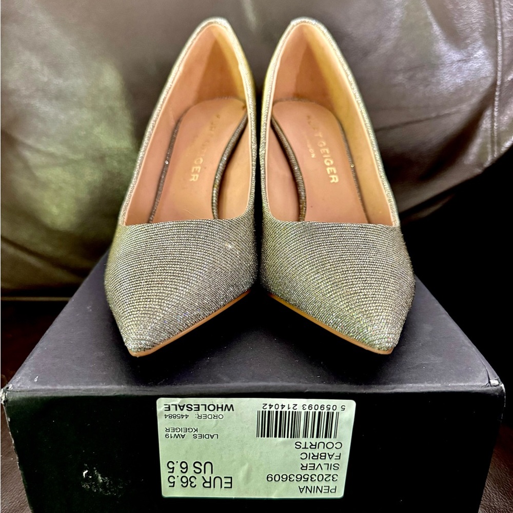 Kurt Geiger “Penina” New without Box 6.5 Silver Shimmer Stiletto High Heel